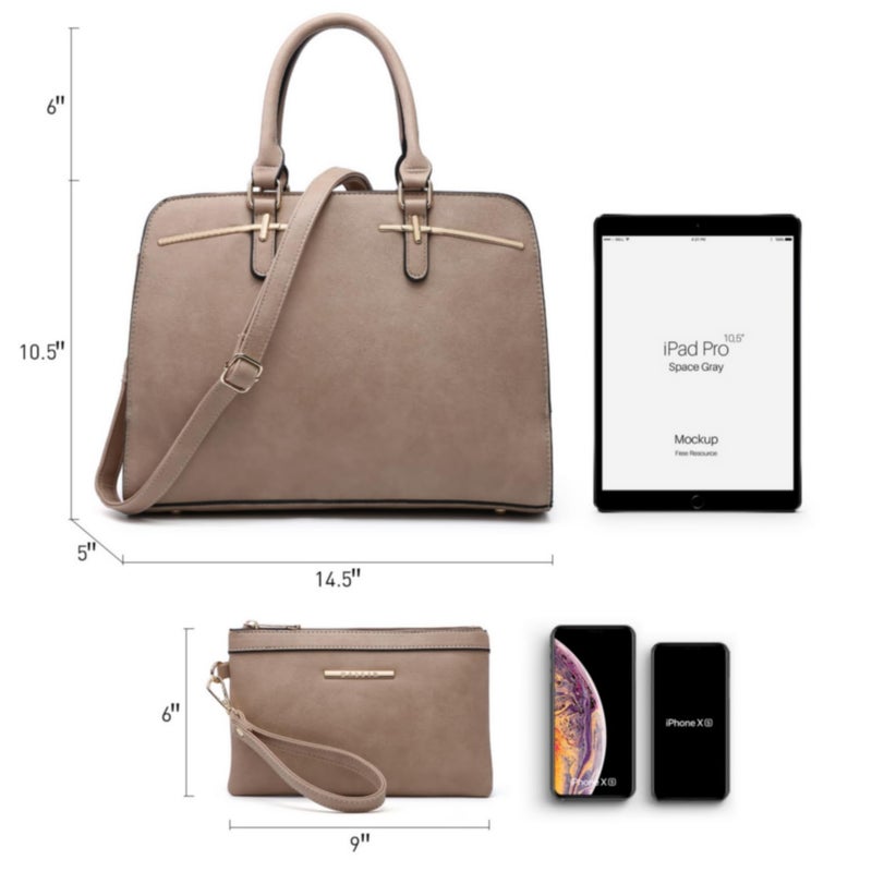 DASEIN Women Handbag Wallet Tote Shoulder Hobo Bag Top Handle Satchel Purse Set 2pcs with 3 Compartments - Image 4